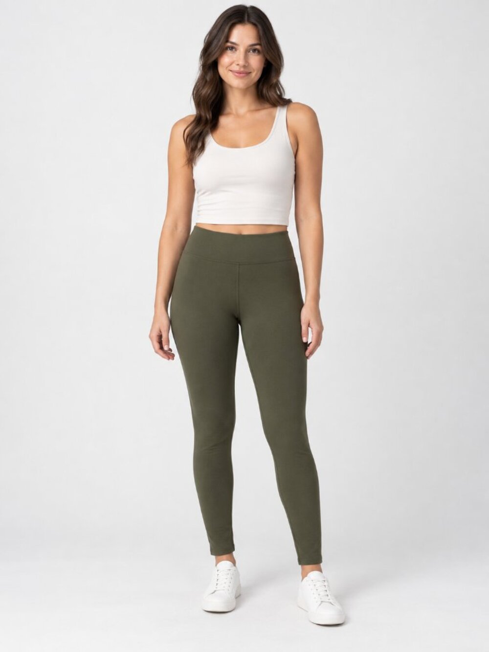 Aerie L Olive Green High Rise Full Length Leggings Stretch Lounge Athleisure